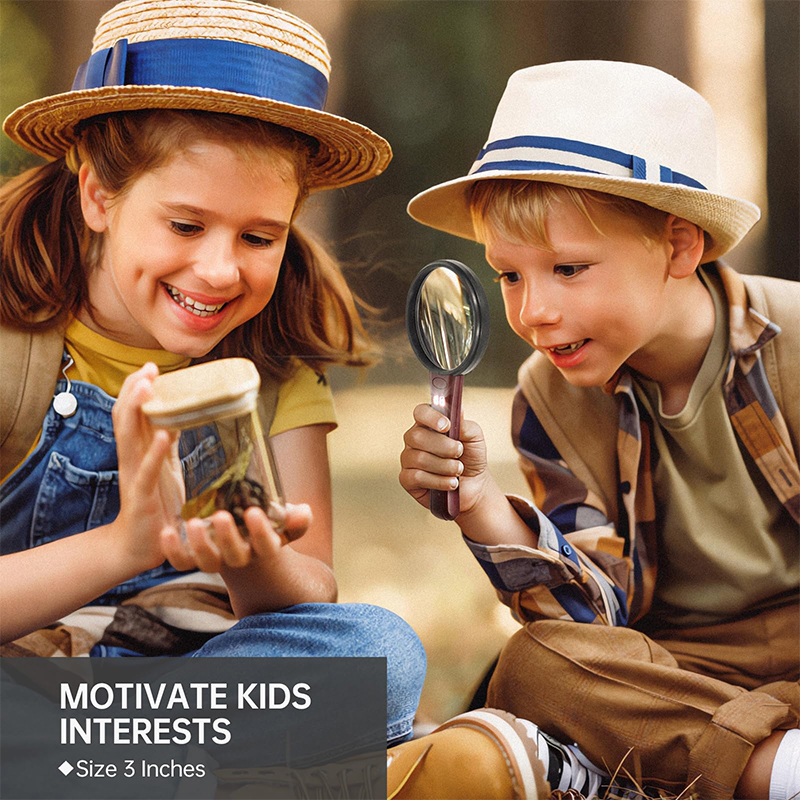 Large Magnifying Glass with Light 5.3 in, 10X 20X Handheld Lighted Magnifier with 4 LEDs for Reading, Checking, Close Work, Elderly & Kids - Black