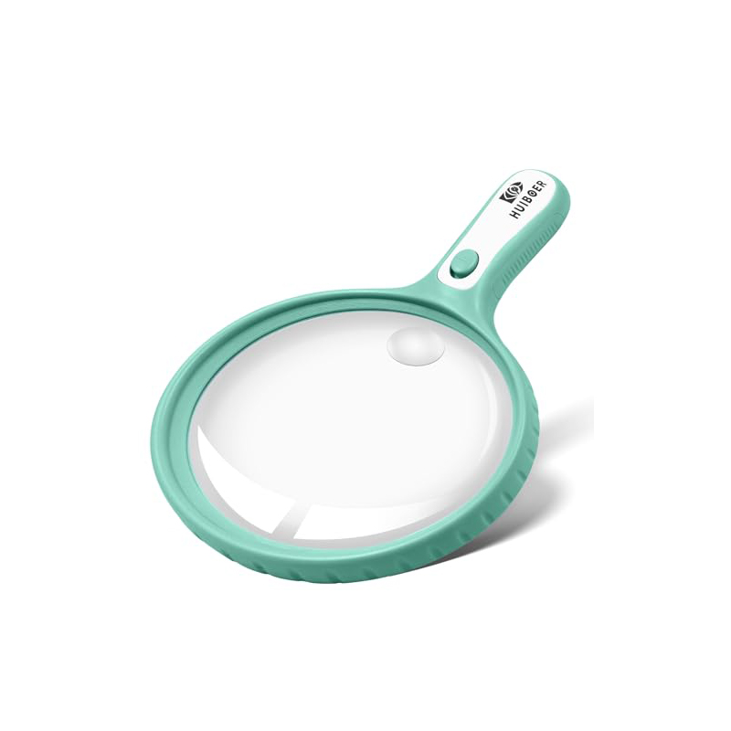 HUlBOER Magnifying Glass for Kids - 5.3 Inch Large Magnifying Glass with Light, 10X 20X & 4 LEDs for Reading, Coins Jewelry Exploration, Science Hobbies (Purple)