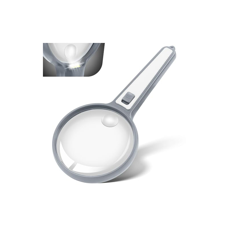 HUlBOER 15X Large Magnifying Glass with Light, Handheld Magnifier with 4 LED Lights for Seniors, Kids, Reading, Working, Coin & Jewelry Inspection, Professional Crafts (Black)