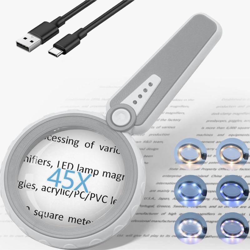 45X Magnifying Glass with Light for Reading – Large 4.6
