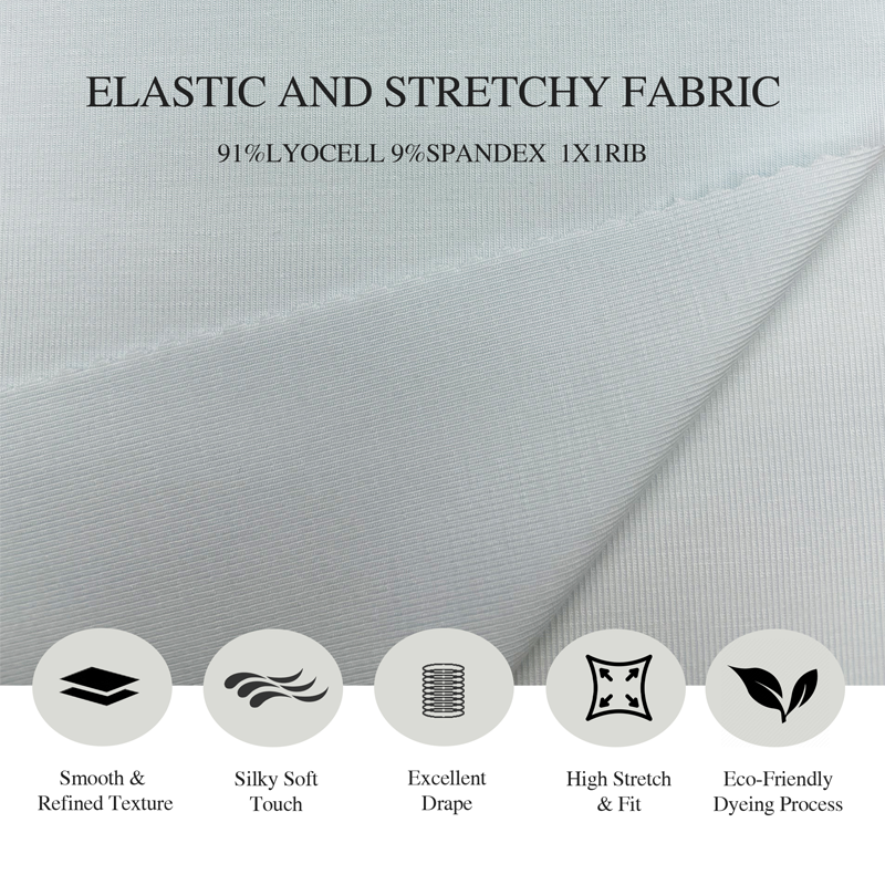 R240941 | Stretch 1x1 Rib Knit Fabric - 91% Lyocell 9% Spandex