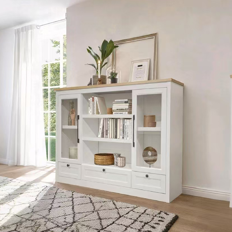 Double glass door and three-drawer combination  cabinet