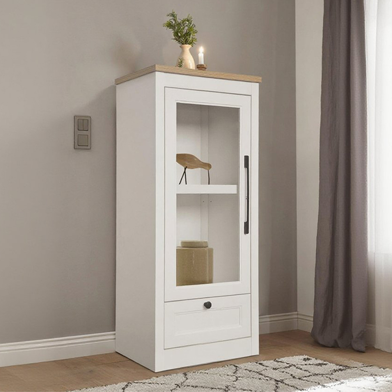 Single Glass Door Single Drawer Cabinet