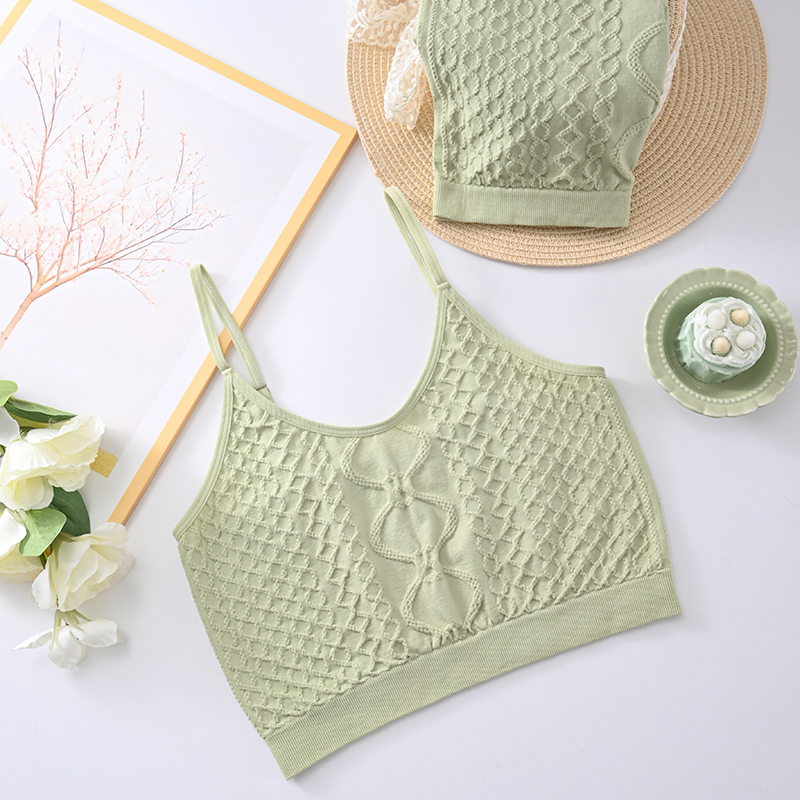 Matcha Green Girl's Heart Underwear Set, Comfortable, Breathable, and Non Sweating