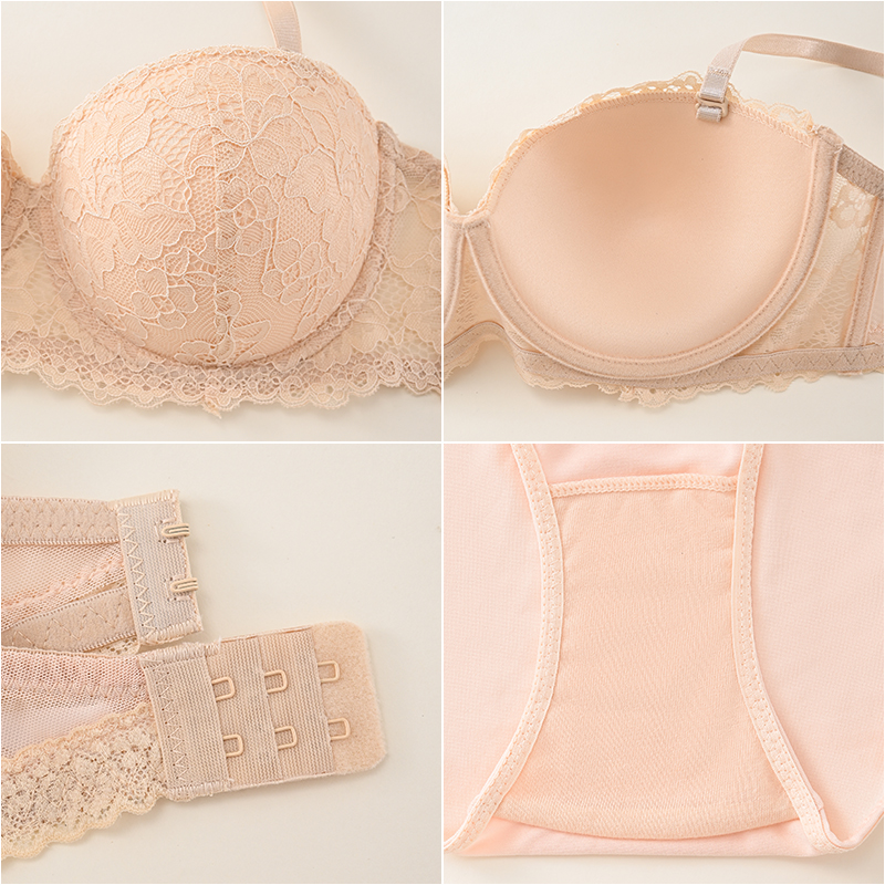 Soft and comfortable yellow lace bra set