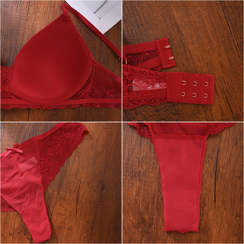 Sexy and enticing red lace bra set