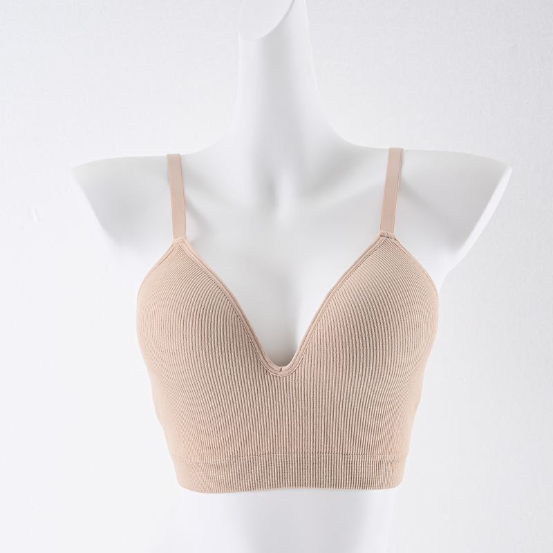 Non steel ring beautiful back underwear with decorative back line and anti light leakage