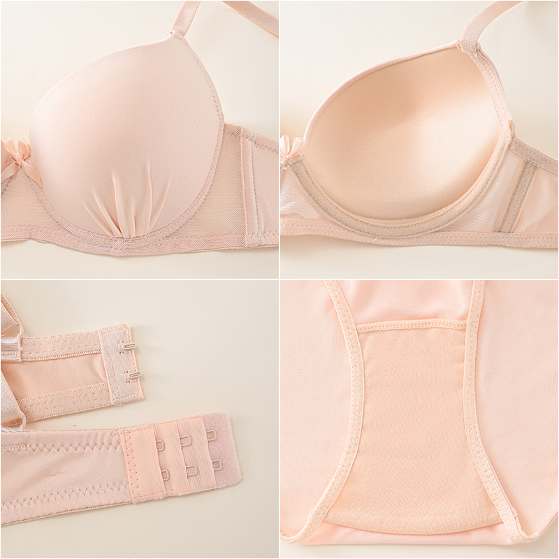 Comfortable and breathable beige lace bra set