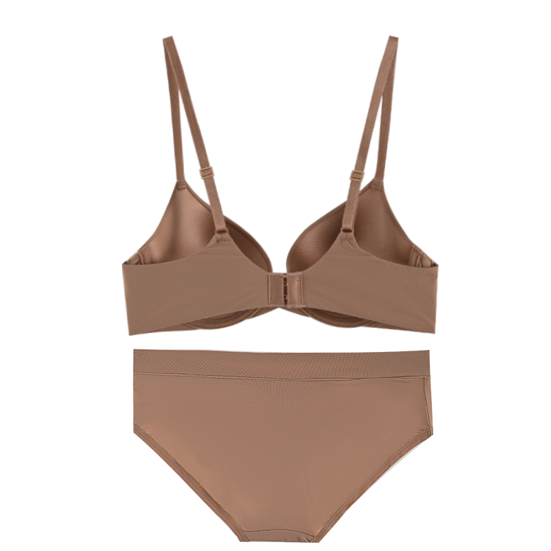 Breathable and comfortable coffee colored lace bra set