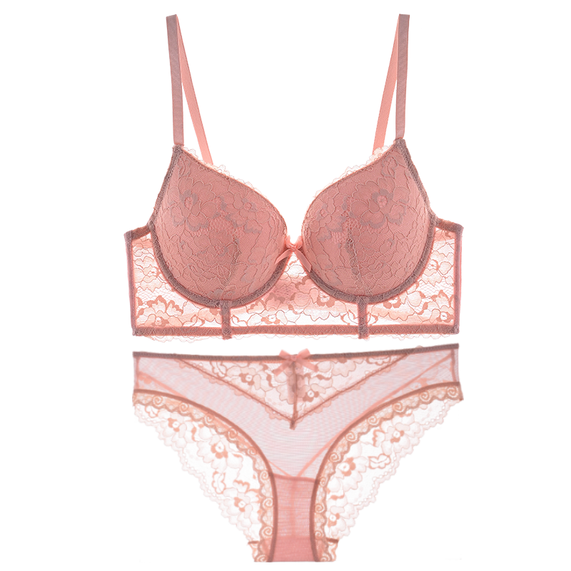 Sexy pink lace bra set
