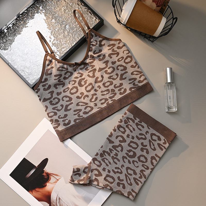 ‌Leopard Print Sexy Lingerie Set - Strappy Design, High - Quality Fabric, Perfect for Nightwear & Intimate Moments