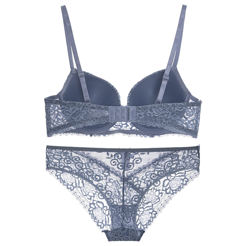 Sexy blue lace bra set
