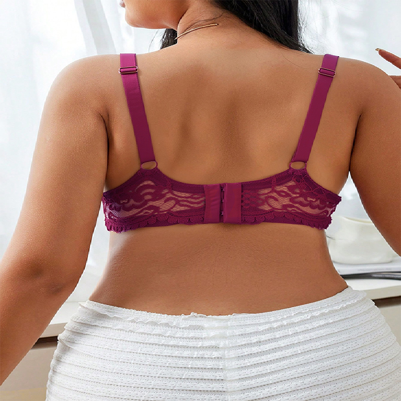 Sexy purple lace bra with adjustable shoulder straps