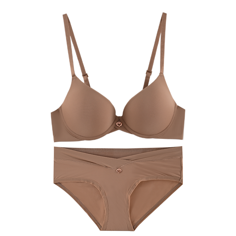 Breathable and comfortable coffee colored lace bra set