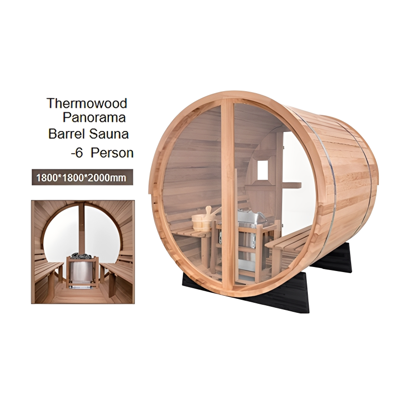 Thermowood Panorama Barrel Sauna -6  Person