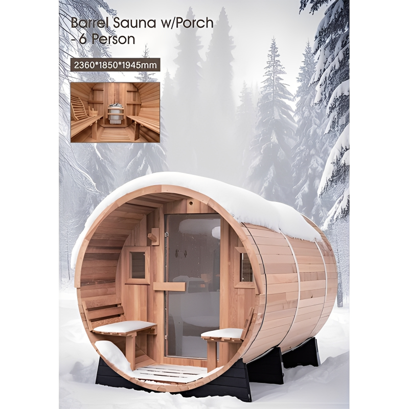 Barrel Sauna w/Porch6 -Person