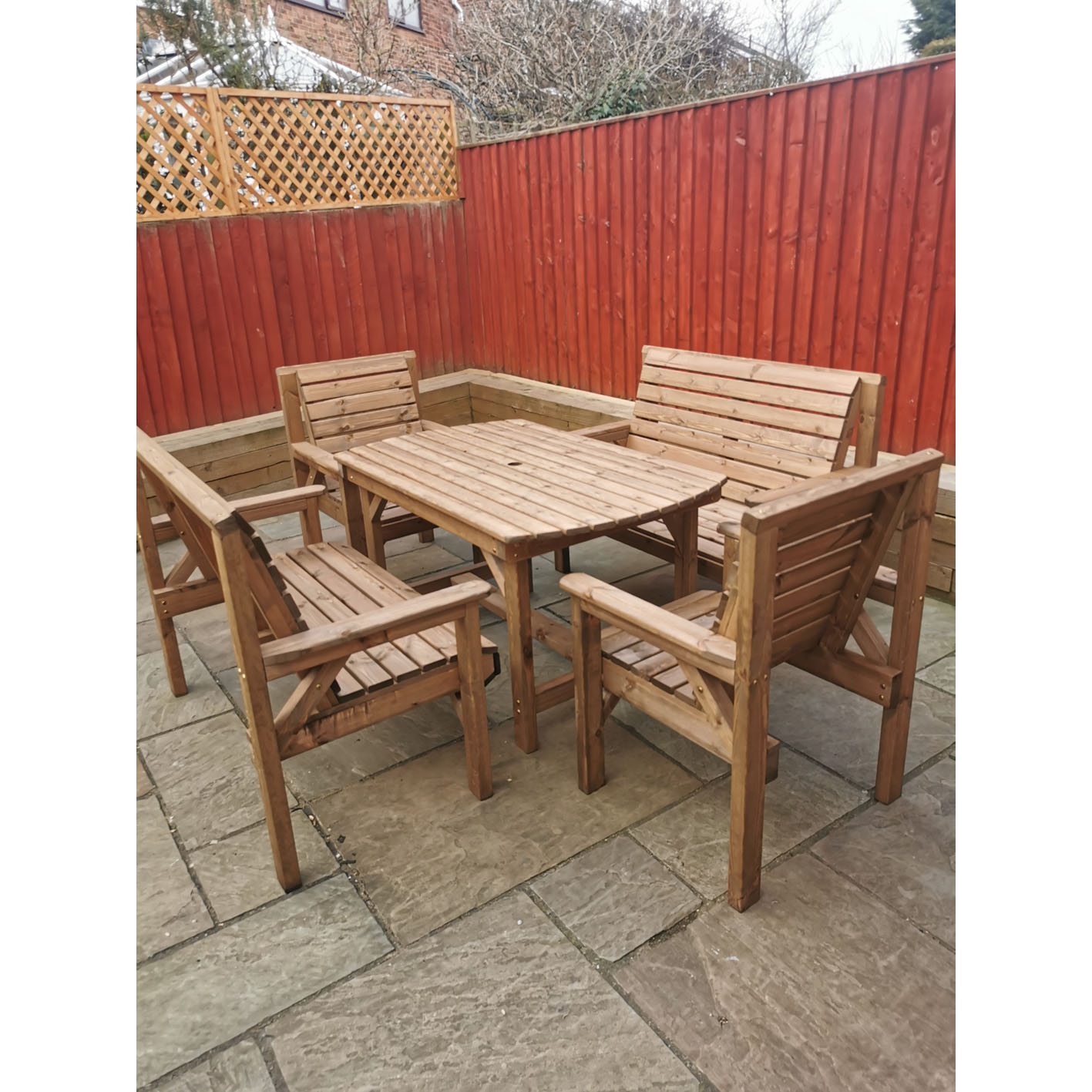 STAFFORDSHIRE GARDEN FURNITURE WOODEN GARDEN SET 4FT 6INCH GARDEN