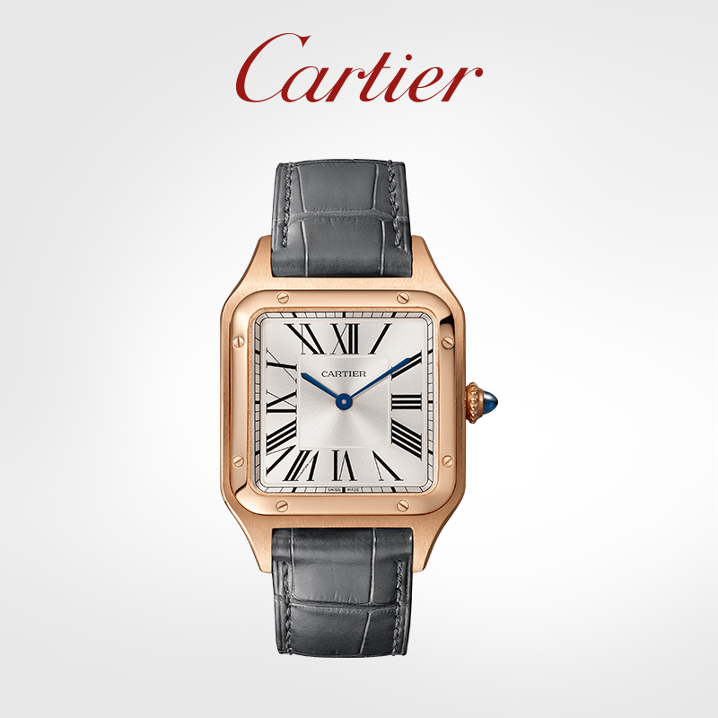 Santos-Dumont series watch rose gold leather strap watch