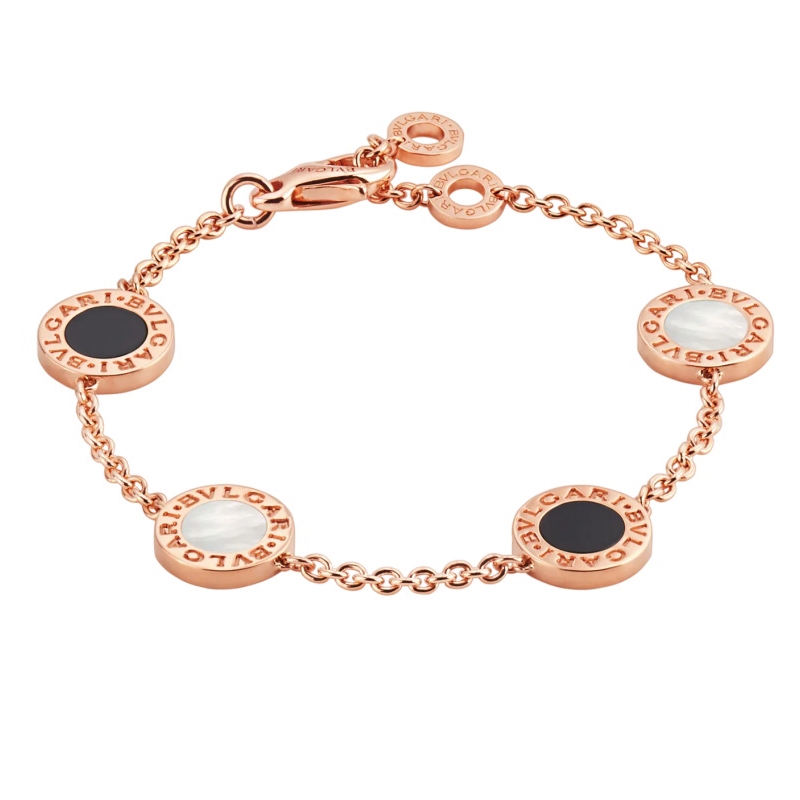 18 KT ROSE GOLD, MOTHER-OF-PEARL, ONYX BRACELET