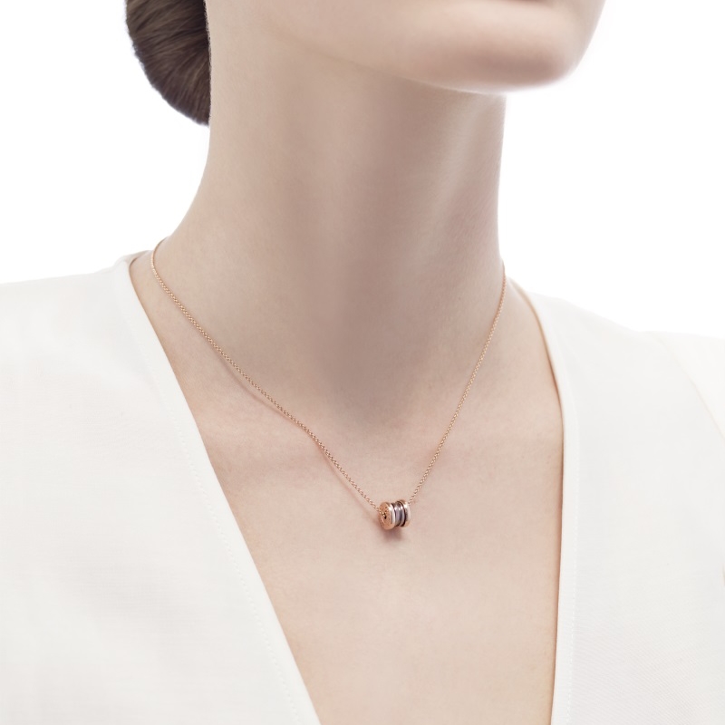 B.zero1 small round 18kt rose gold pendant with chain