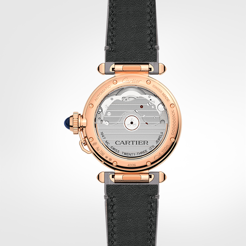 Pasha series mechanical watch rose gold alligator leather strap watch