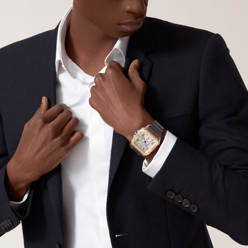 Santos Series watch Gold and stainless steel chronograph interchangeable dual strap watch