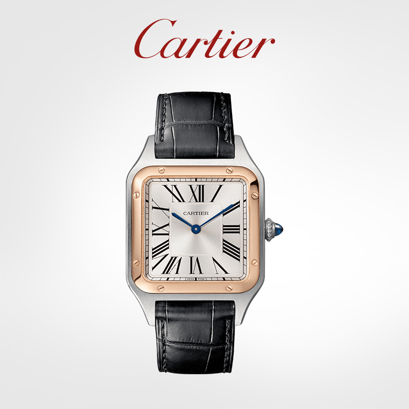 Santos-Dumont Collection watch Rose gold alligator leather strap watch