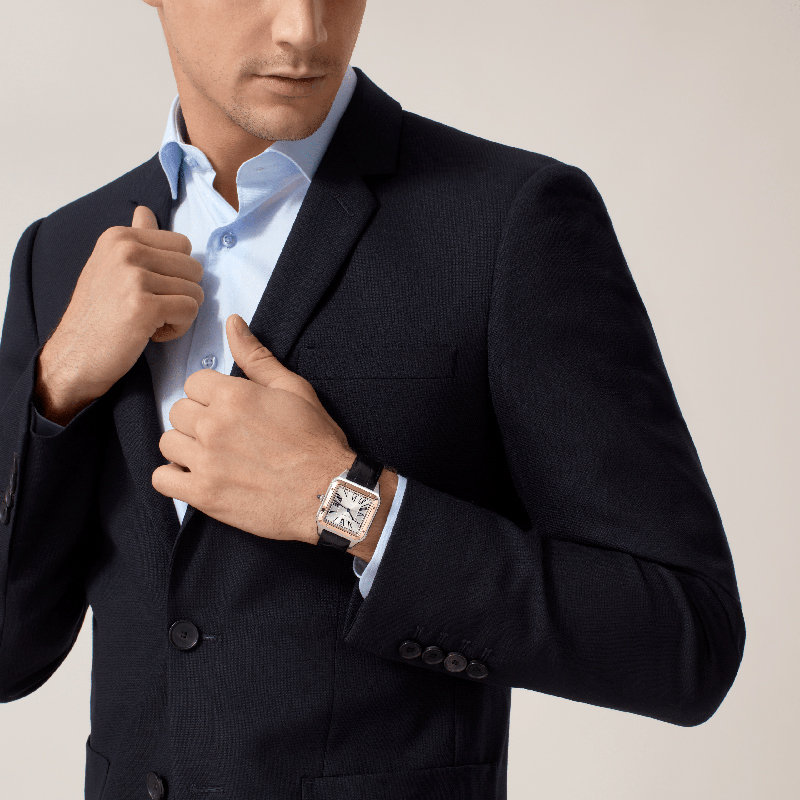 Santos-Dumont Collection watch Rose gold alligator leather strap watch