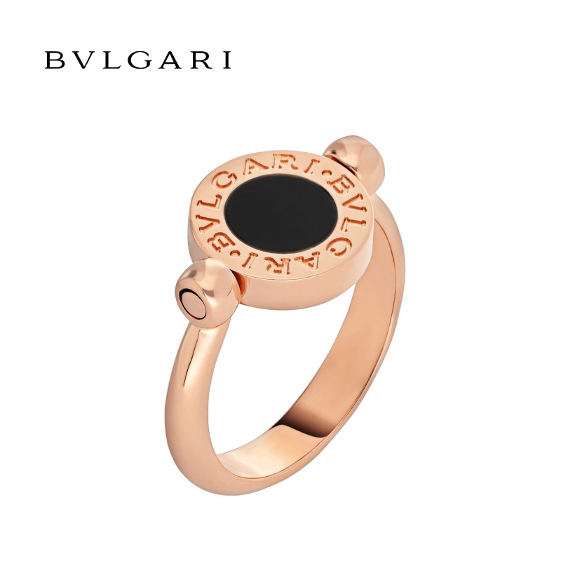 18 KT ROSE GOLD FLIP RING SET WITH MOTHER-OF-PEARL AND ONYX