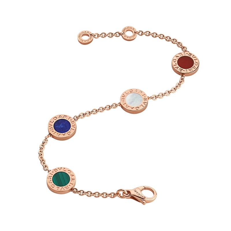 18 KT CARNELIAN, LAPIS, MALACHITE , MOTHER OF PEARL BRACELET