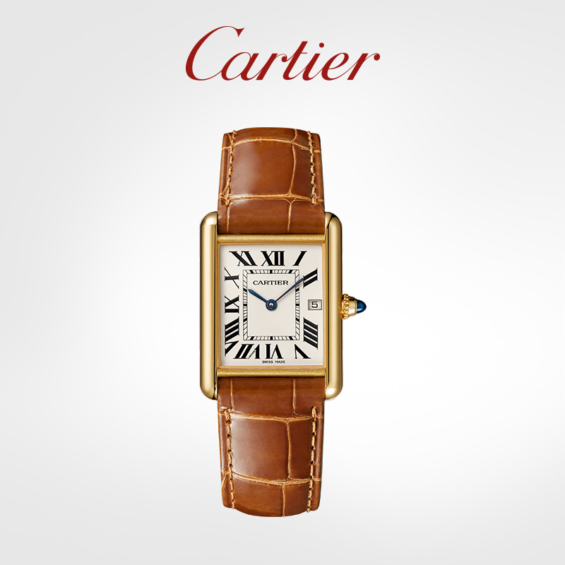 Tank Louis watch gold alligator leather strap watch