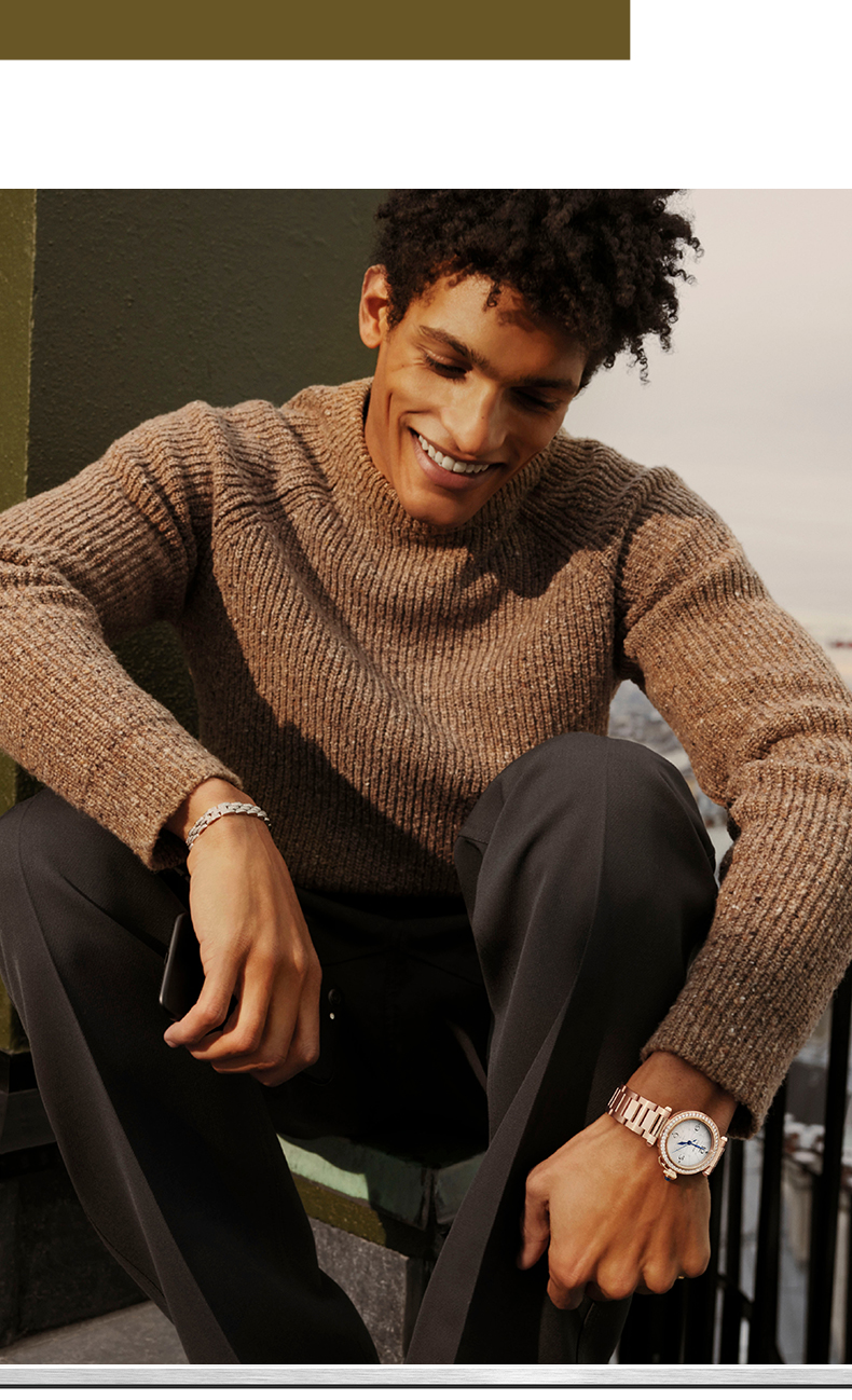 Pasha series mechanical watch rose gold alligator leather strap watch