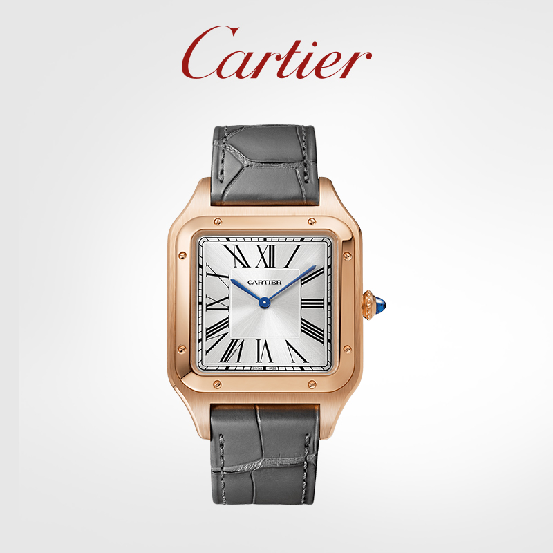 Santos-Dumont series watch rose gold leather strap watch