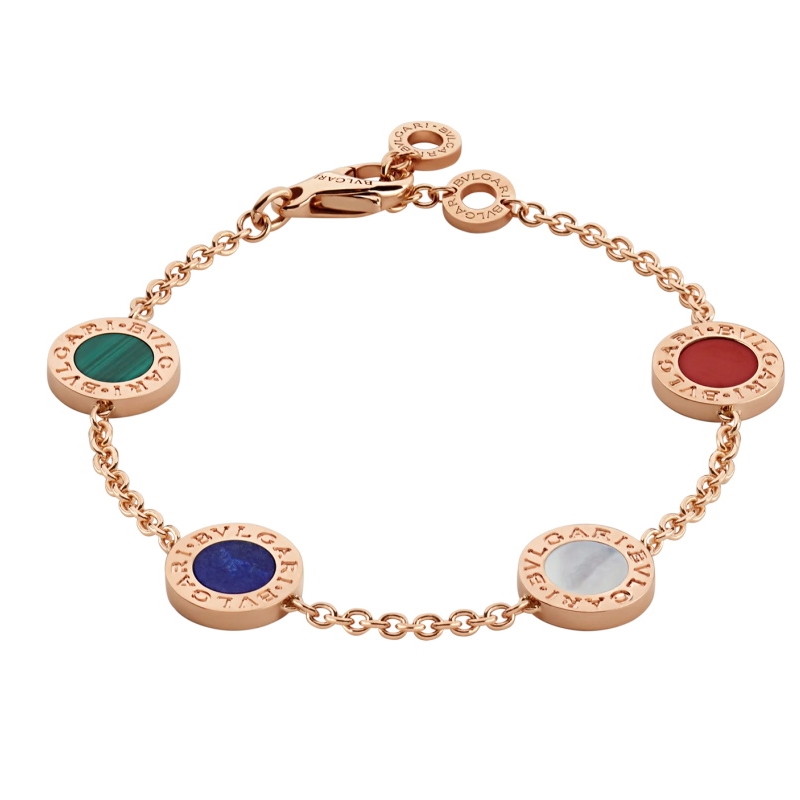 18 KT CARNELIAN, LAPIS, MALACHITE , MOTHER OF PEARL BRACELET