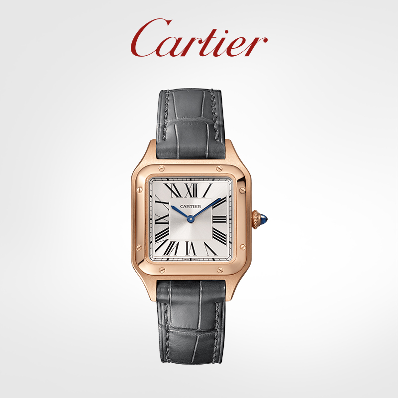 Santos-Dumont series watch rose gold leather strap watch