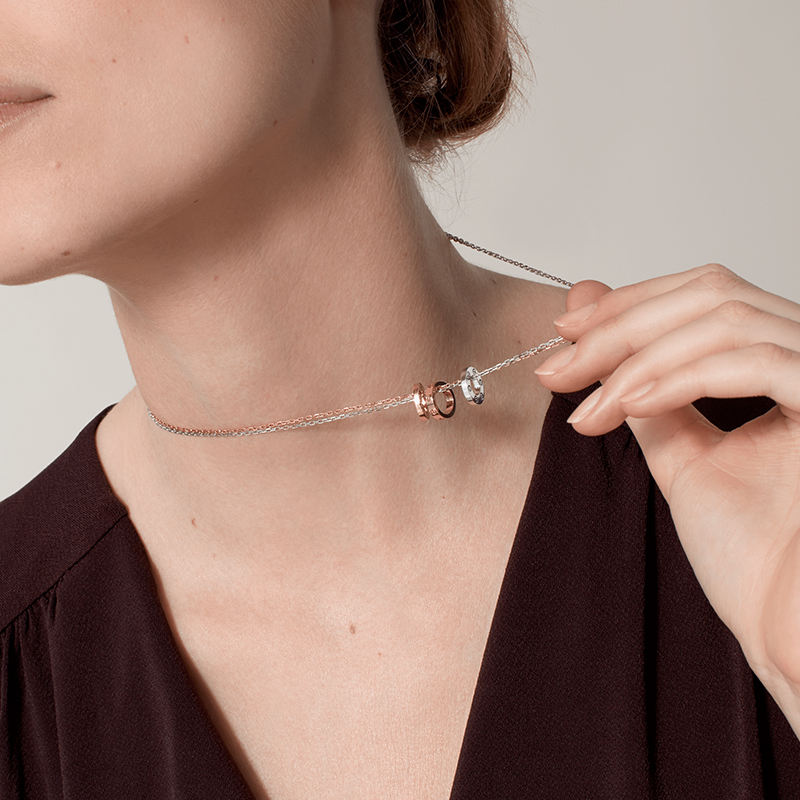 LOVE SERIES NECKLACE ROSE GOLD WHITE GOLD DIAMOND NECKLACE