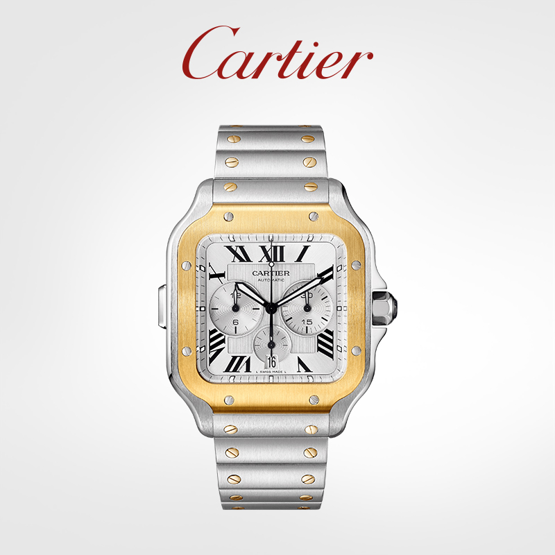 Santos Series watch Gold and stainless steel chronograph interchangeable dual strap watch