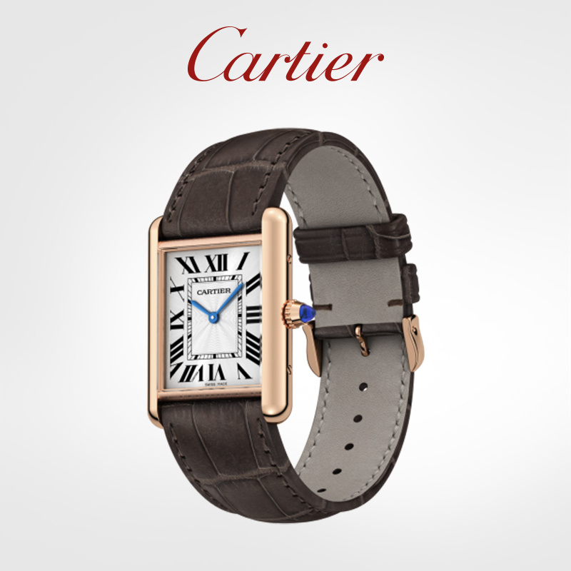 Tank Louis watch rose gold alligator leather strap watch