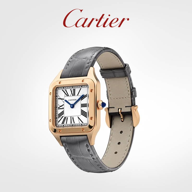 Santos-Dumont series watch rose gold leather strap watch