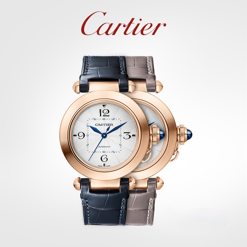 Pasha series mechanical watch rose gold alligator leather strap watch