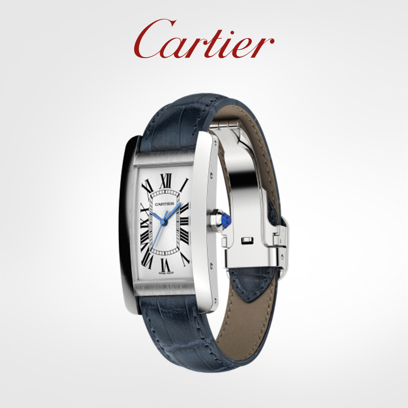 Tank Américaine series quartz mechanical watch stainless steel leather strap watch