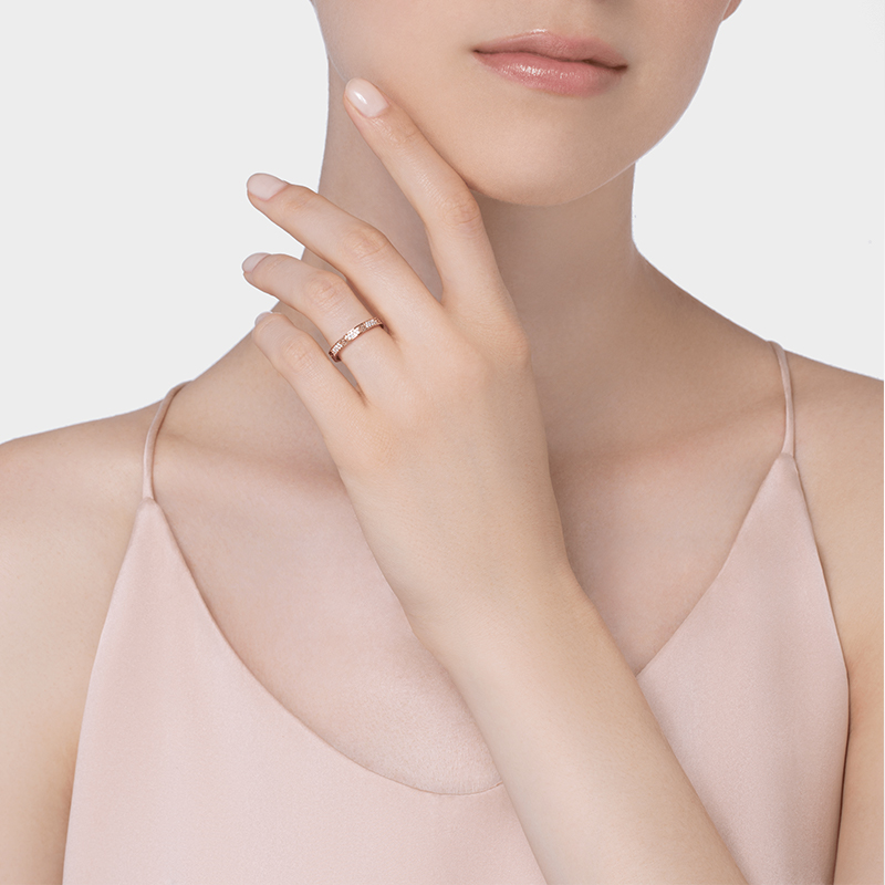 LOVE SERIES ROSE GOLD, WHITE GOLD, DIAMONDS, NARROW RING