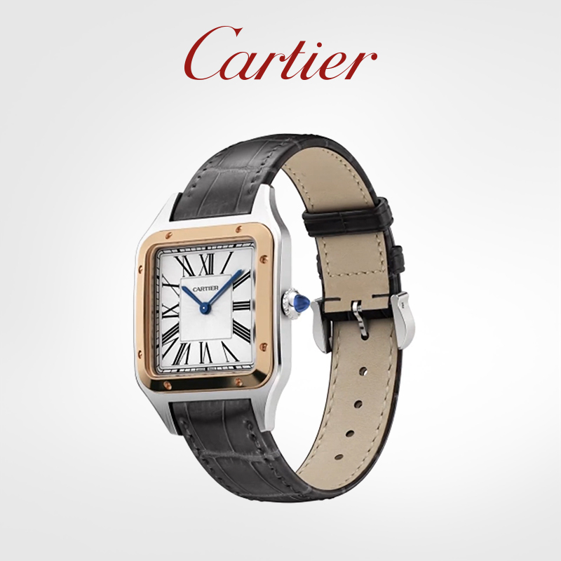 Santos-Dumont Collection watch Rose gold alligator leather strap watch