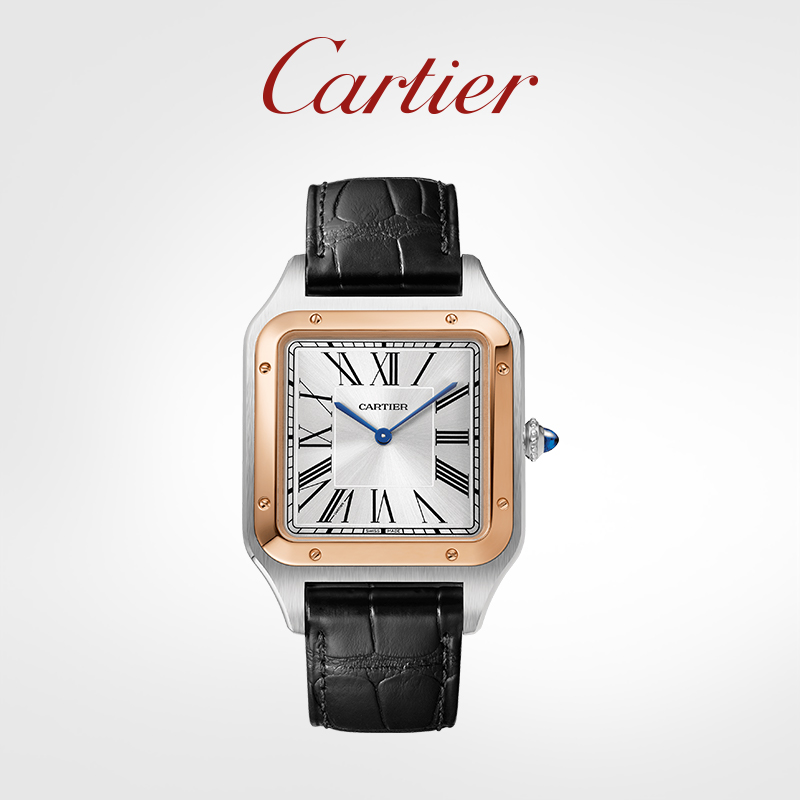Santos-Dumont Collection watch Rose gold alligator leather strap watch