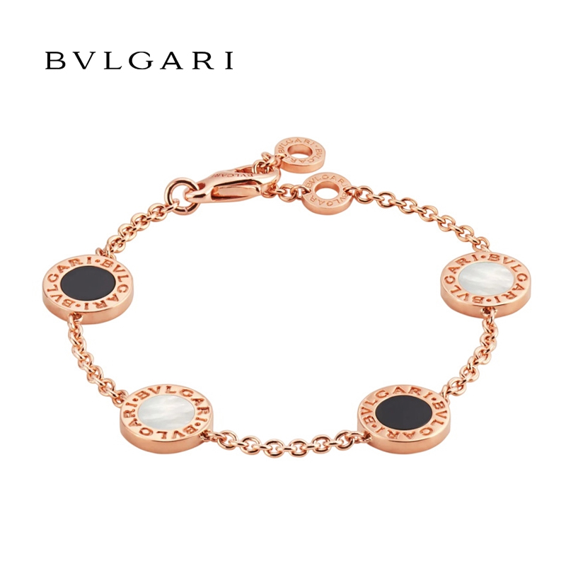 18 KT ROSE GOLD, MOTHER-OF-PEARL, ONYX BRACELET