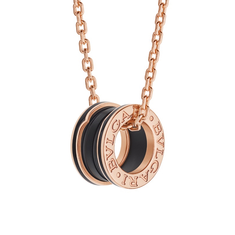 B.zero1 pendant necklace in 18 kt gold with matte black ceramic