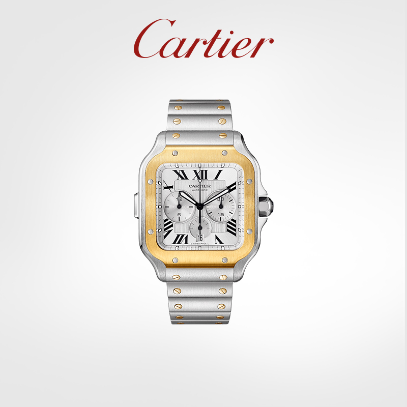 Santos Series watch Gold and stainless steel chronograph interchangeable dual strap watch