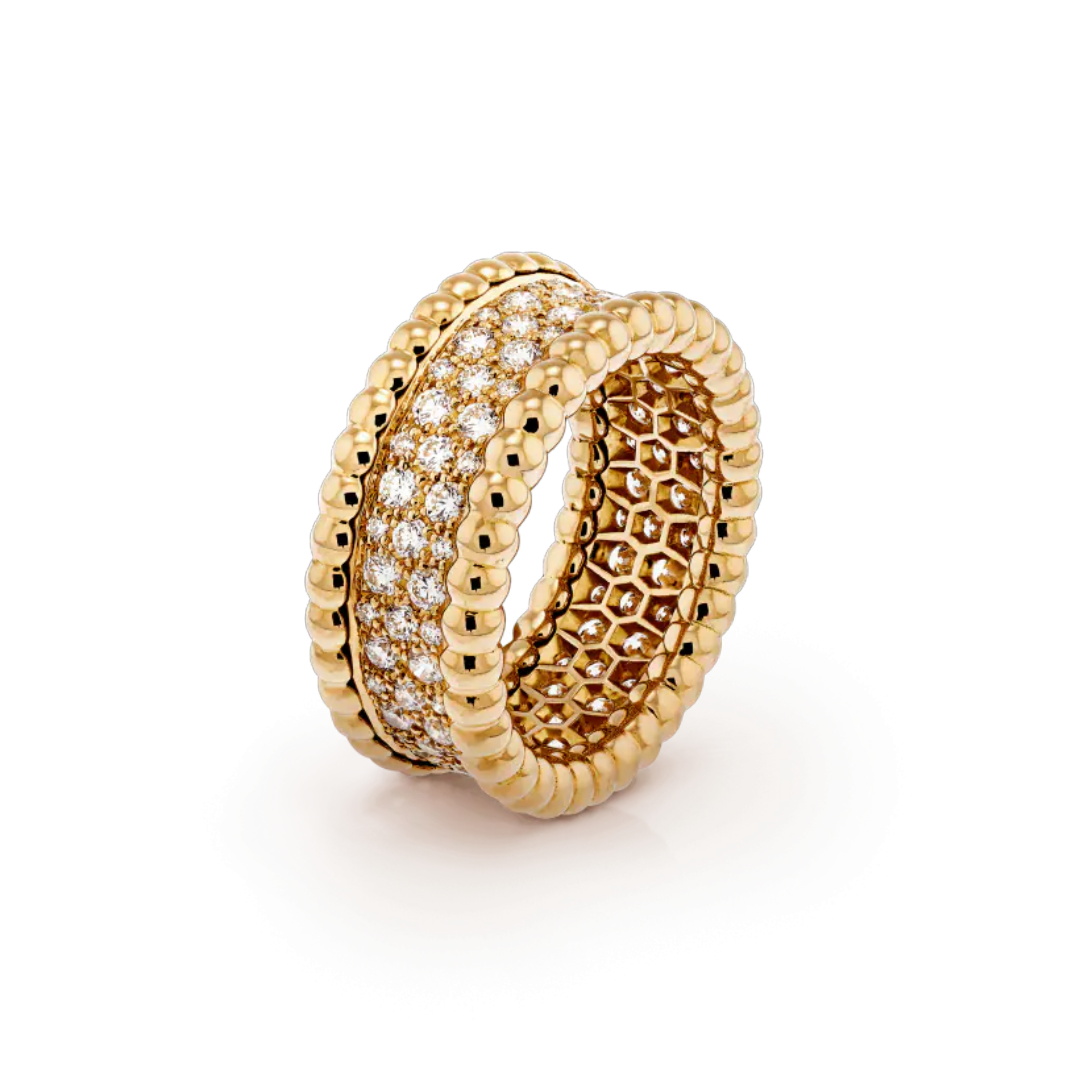 Perlée diamonds ring, 3 rows