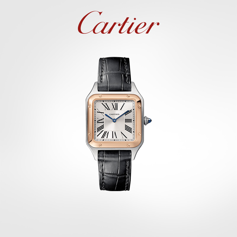 Santos-Dumont Collection watch Rose gold alligator leather strap watch