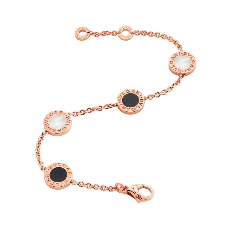 18 KT ROSE GOLD, MOTHER-OF-PEARL, ONYX BRACELET